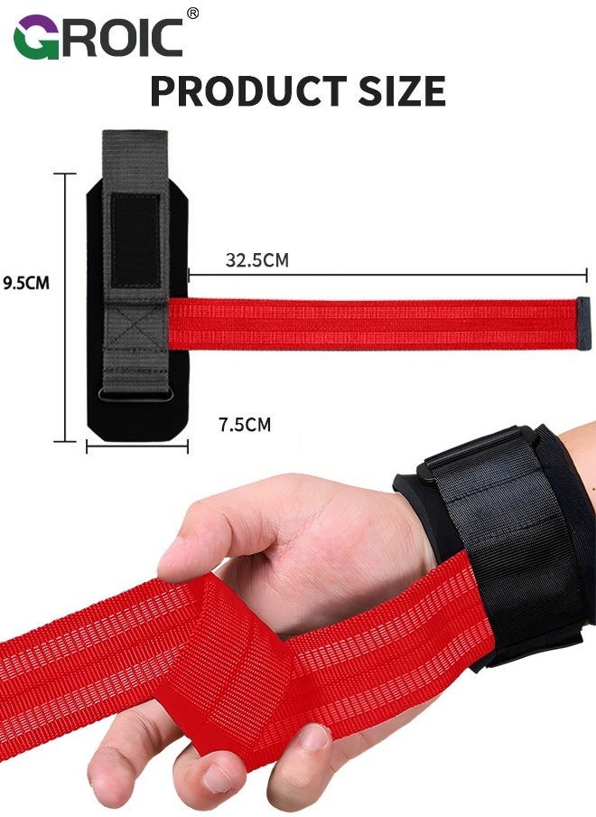 GROIC 1 Pair Lifting Wrist Straps for Weightlifting Power Weight Lifting Wrist Wraps for Weightlifting, Bodybuilding, Powerlifting, Strength Training, Deadlifts Straps  - Image 2