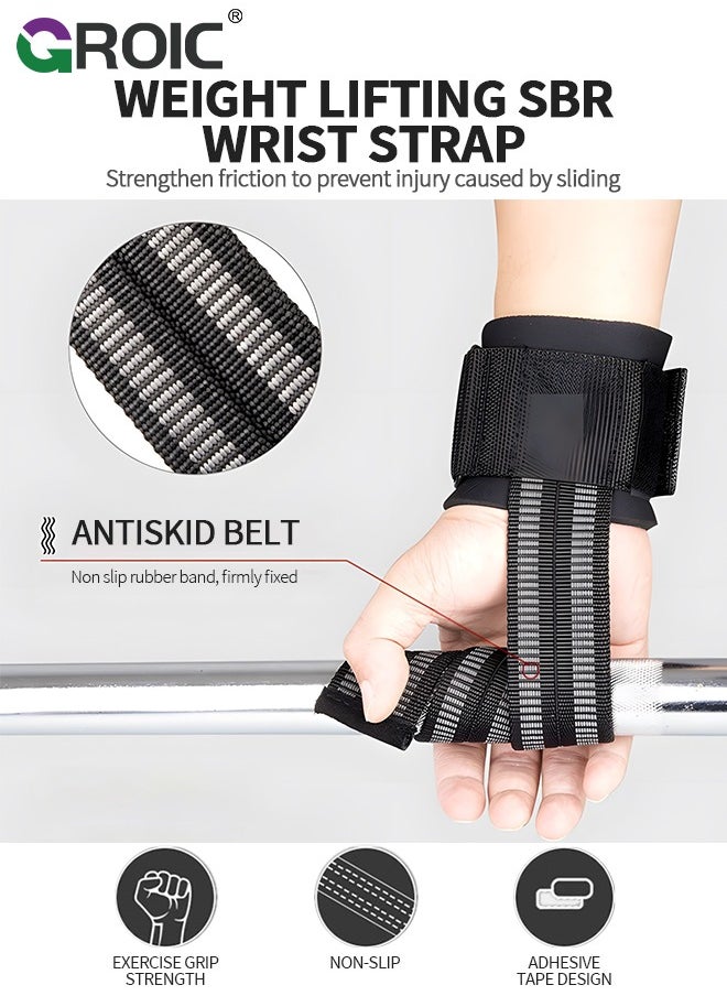 GROIC 1 Pair Lifting Wrist Straps for Weightlifting Power Weight Lifting Wrist Wraps for Weightlifting, Bodybuilding, Powerlifting, Strength Training, Deadlifts Straps  - Image 3