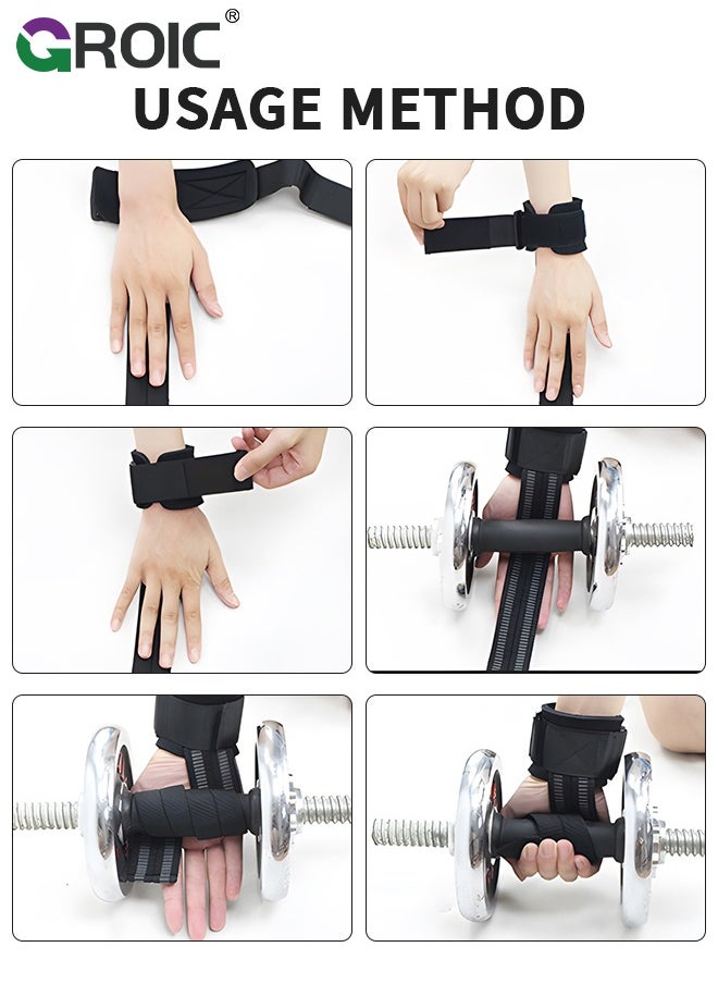 GROIC 1 Pair Lifting Wrist Straps for Weightlifting Power Weight Lifting Wrist Wraps for Weightlifting, Bodybuilding, Powerlifting, Strength Training, Deadlifts Straps  - Image 5