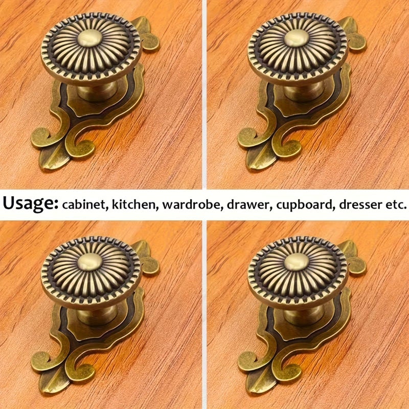 Bronze Vintage Style Cabinet Door Handles Retro Mushroom Drawer Pulls With Backplates Polished Zinc Alloy Metal Cabinet Handles Suitable For Kitchen Cabinets Wardrobes Includes 4 Installation Screws - Image 2