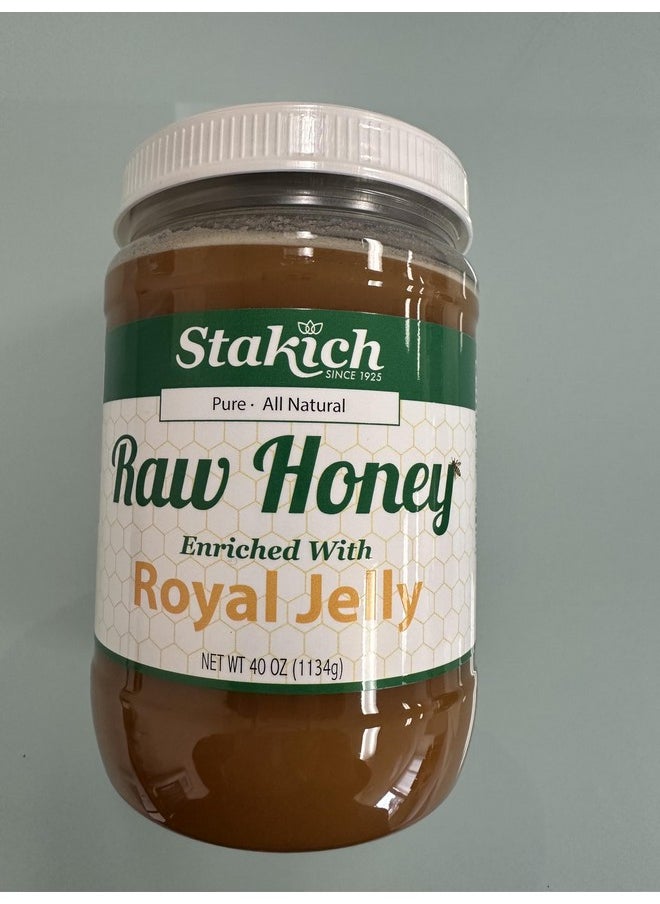 Stakich - Stakich Royal Jelly Enriched Raw Honey - Pure, Unprocessed, Unheated - 40 Ounce - Image 1