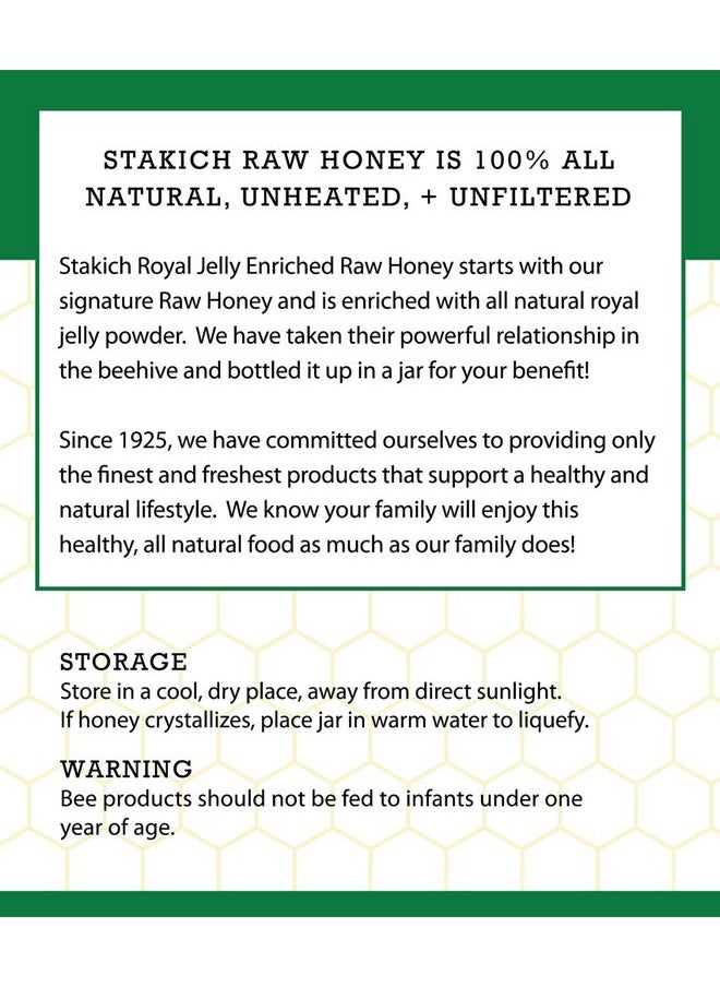 Stakich - Stakich Royal Jelly Enriched Raw Honey - Pure, Unprocessed, Unheated - 40 Ounce - Image 1