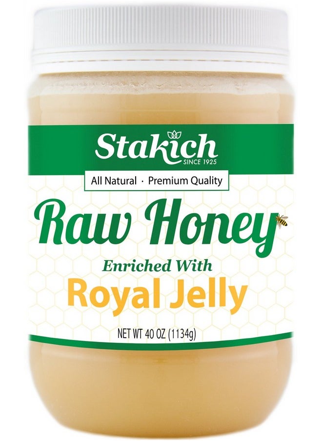 Stakich - Stakich Royal Jelly Enriched Raw Honey - Pure, Unprocessed, Unheated - 40 Ounce - Image 1