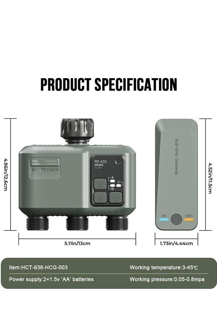 Egardenkart Water Timer WiFi - Multifunctional Sprinkler Timer for Automatic Irrigation System | Sprinkler Controller | Waterproof Irrigation, WiFi 3 Outlet - Image 2