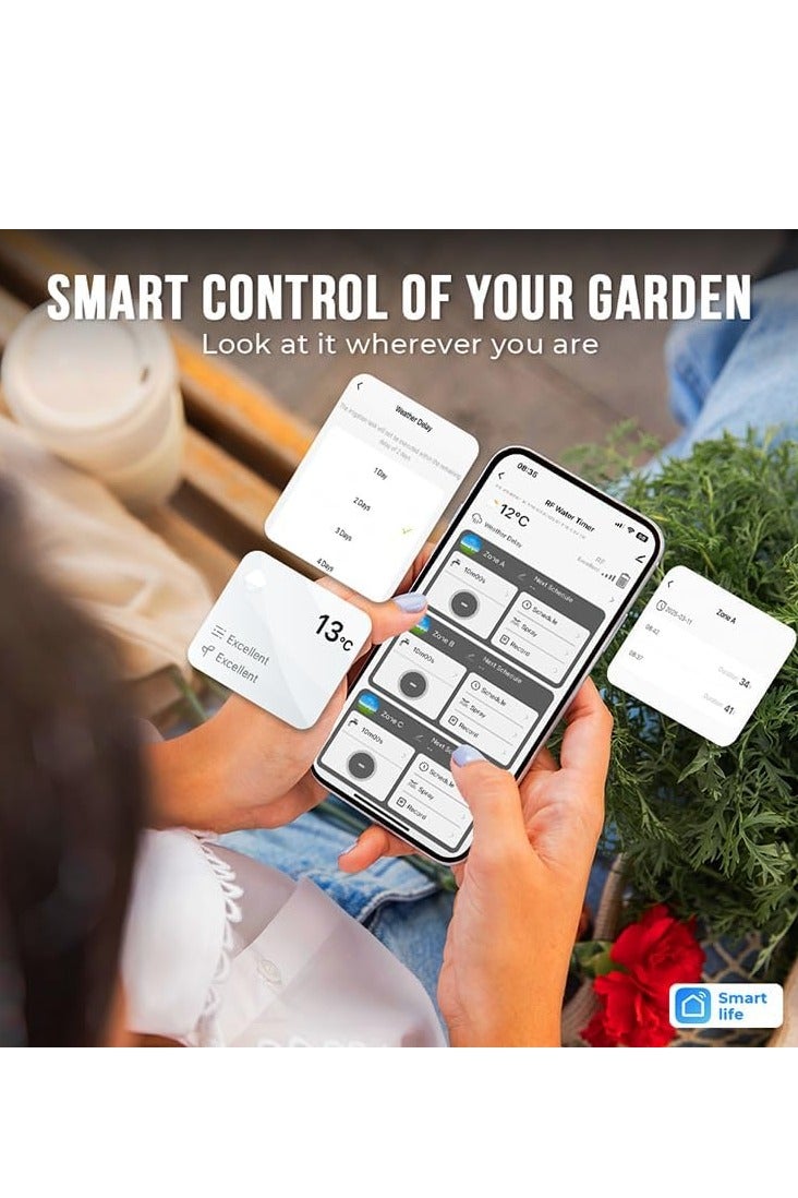Egardenkart Water Timer WiFi - Multifunctional Sprinkler Timer for Automatic Irrigation System | Sprinkler Controller | Waterproof Irrigation, WiFi 3 Outlet - Image 4