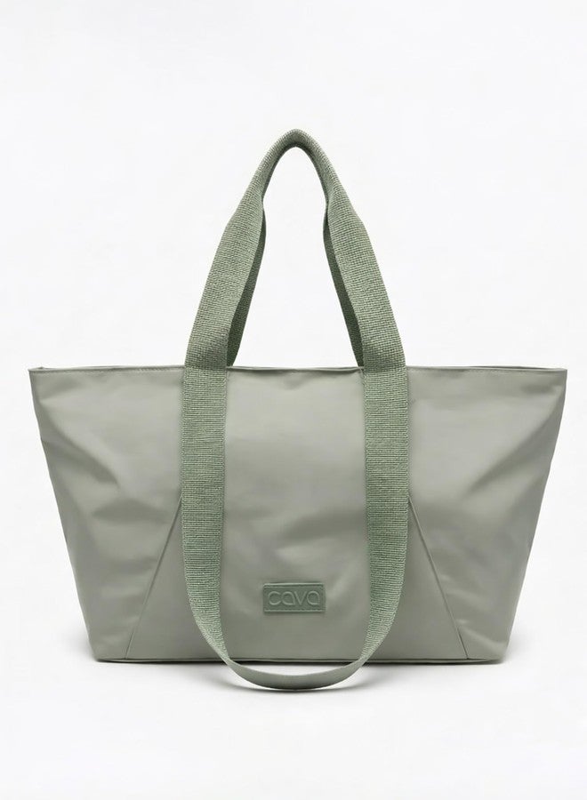 CAVA Essential Tote Bag for Women | Lightweight Nylon Gym & Swim Tote | Spacious Everyday Carry Bag with Dual Straps & Towel Holder (Sage Green, Medium) - Image 3