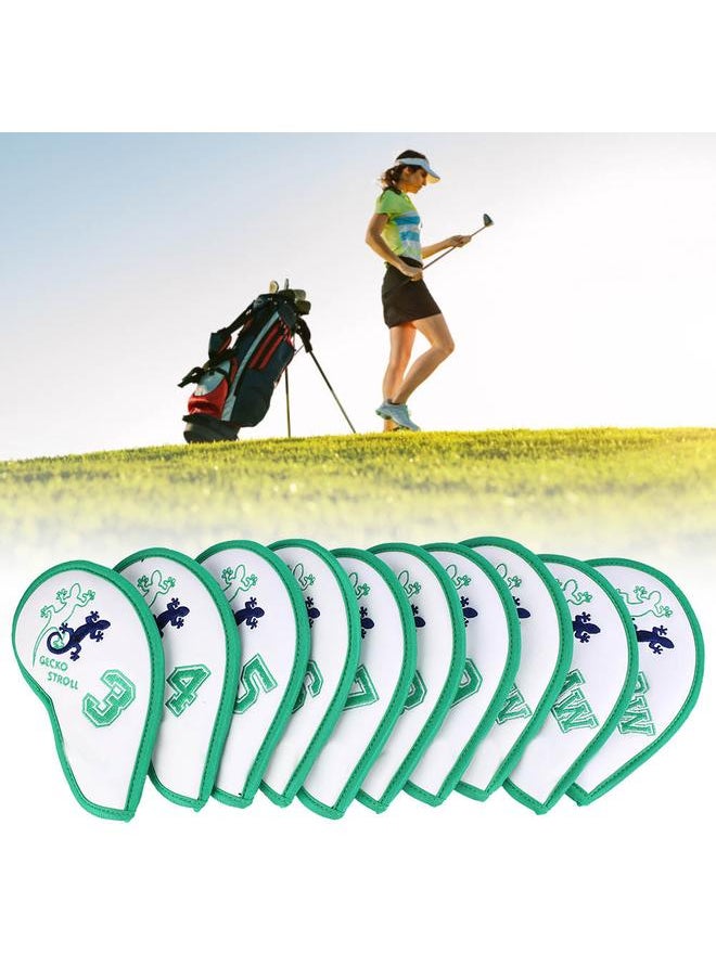 Thoraya - 10Pcs Iron Golf Club Head Putter PU Protective Covers Set Accessory with Printing Embroidery - Image 1