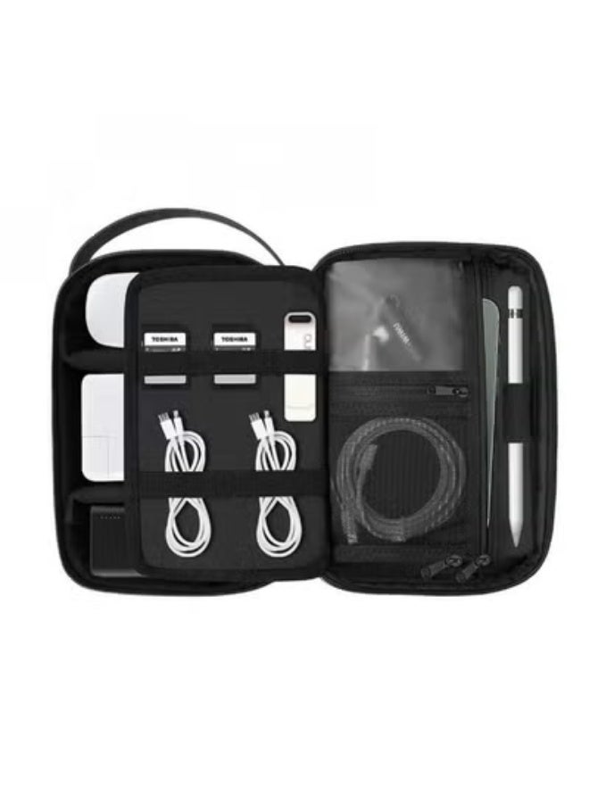 باس تيك حقيبة تنظيم قماشية بنقشة التمويه | شنطة تخزين محمولة للسفر للإكسسوارات والإلكترونيات | متينة بسحاب - Image 2