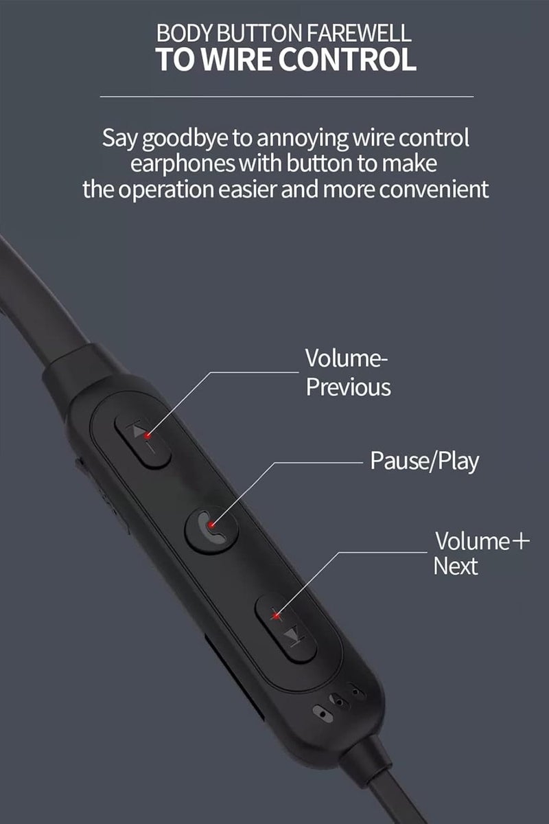 Celebrat A22 Bluetooth Wireless Neckband Sport Earphones - Black - Image 4