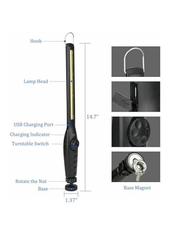 Generic LED Rechargeable Work Light Super Bright Magnetic Flashlight for Camping Car Repair Emergency (2 PCS)  - Image 2