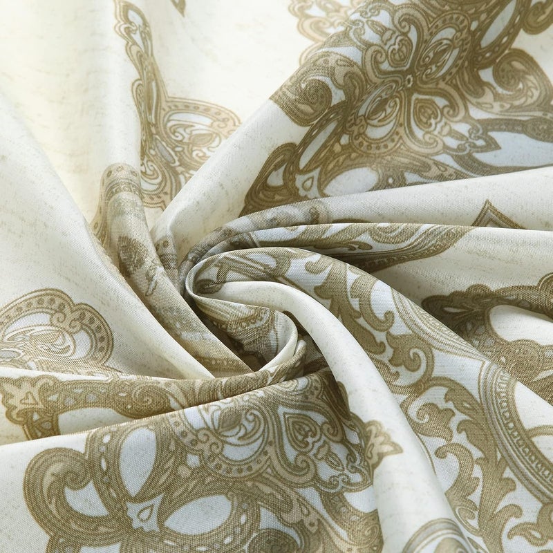 BESTRIPES Long Fabric Shower Curtain, Beige and Tan Ombre Boho Paisley Damask Print Shower Curtains for Bathroom, Waterproof Bathroom Curtains, 72" W x 78" H - Image 4