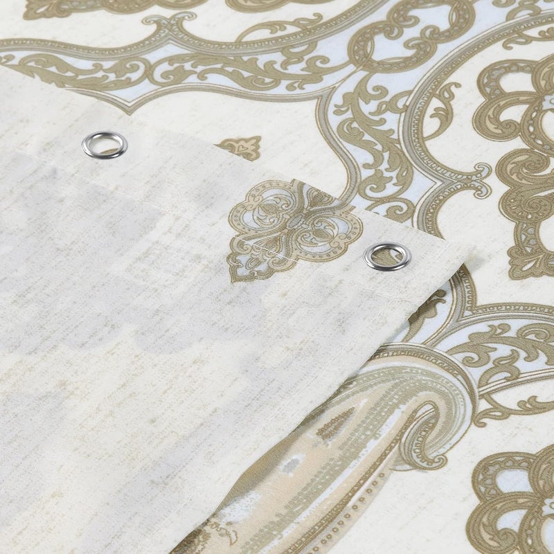 BESTRIPES Long Fabric Shower Curtain, Beige and Tan Ombre Boho Paisley Damask Print Shower Curtains for Bathroom, Waterproof Bathroom Curtains, 72" W x 78" H - Image 3