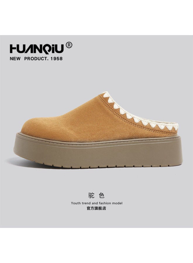 Universal Platform Thick Sole Birkenstock Shoes Women  New Spring Pee Heightening Single Shoes Outer Wear Toe-covering Half Slippers