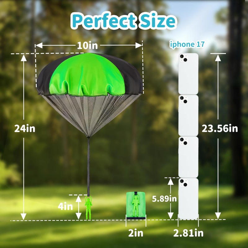 Yeeeasy Tangle-Free Parachute Toys for Kids (4 Pack) - Outdoor Flying Game & STEM Science Gift for Boys Girls Age 3-12 - Rip-Stop Nylon Hand Throw Army Men Action Figures - Easter Basket Stuffers - Image 5