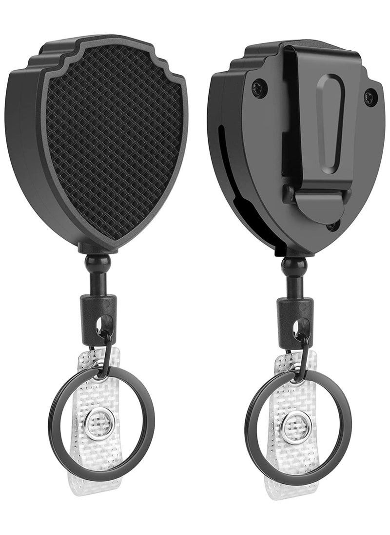 2 Pcs Retractable Keychain, Heavy Duty Carabiner Badge Holder, Tactical ID Badge Reel Clips Holder with 23.6 Inch Steel Retractable Cord for Hanging ID Card Name Key Chain (Black) - pzsku/ZCD1E4E496A1911FFF38CZ/45/_/1706699814/c84dda63-a777-4011-a1e7-1a3a837ba64e