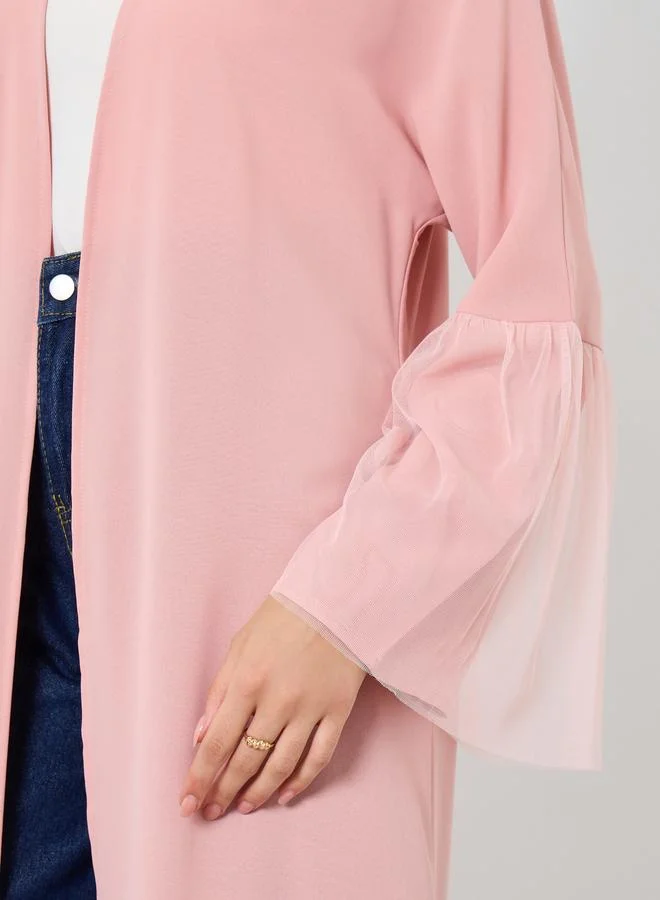 Take Two Take Two Pink Mesh Knit Open Front  Kimono