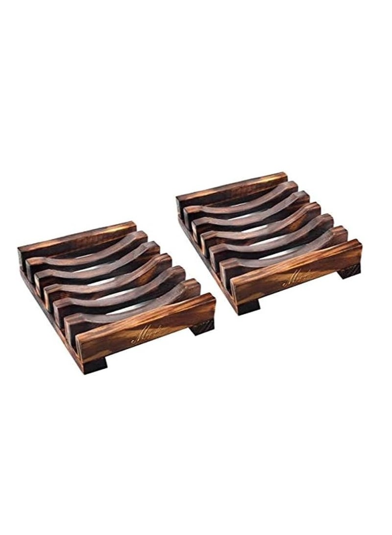 Cool Baby COOLBABY Wooden Soap Dish Bamboo Holder Sink Deck Box Tray 2PCS - Image 1