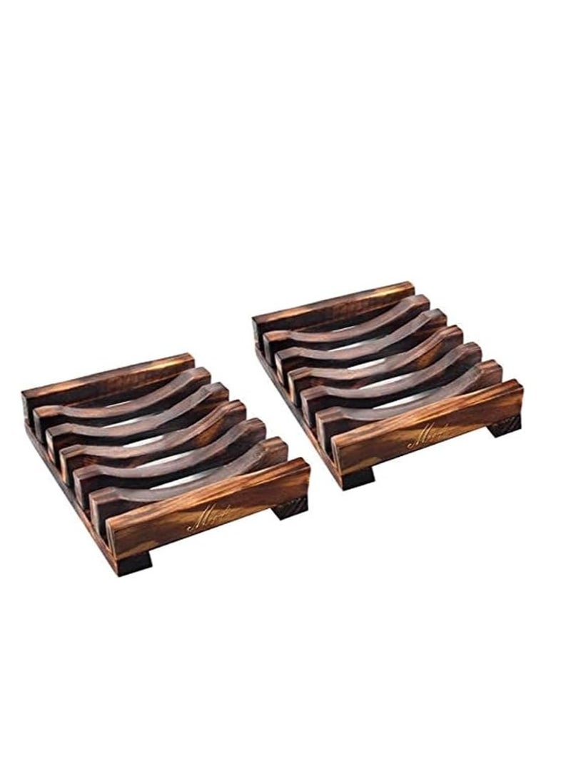 Cool Baby COOLBABY Wooden Soap Dish Bamboo Holder Sink Deck Box Tray 2PCS - Image 5