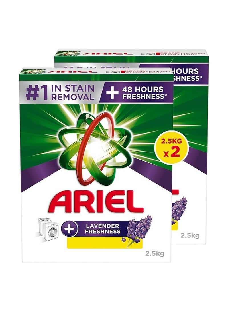 Ariel Lavender Detergent Powder 2.5kg pack of 2 - Image 1