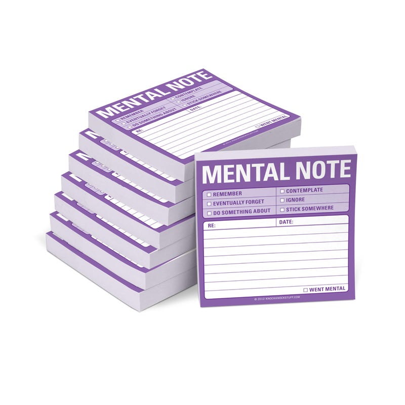 8Pack Knock Knock Mental Note Sticky Notes to Do List Notepads 3 x 3inches Each