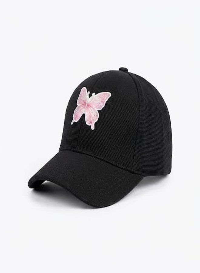 TOP TRICK Girls Stylish Cap/Graphic Print Caps for Girls & Womens/Sports Baseball Adjustable Cap for Girls & Women-1pcs Black - Image 4