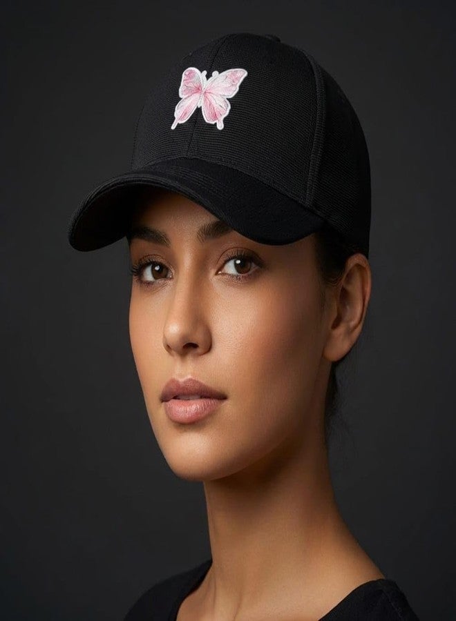 TOP TRICK Girls Stylish Cap/Graphic Print Caps for Girls & Womens/Sports Baseball Adjustable Cap for Girls & Women-1pcs Black - Image 3