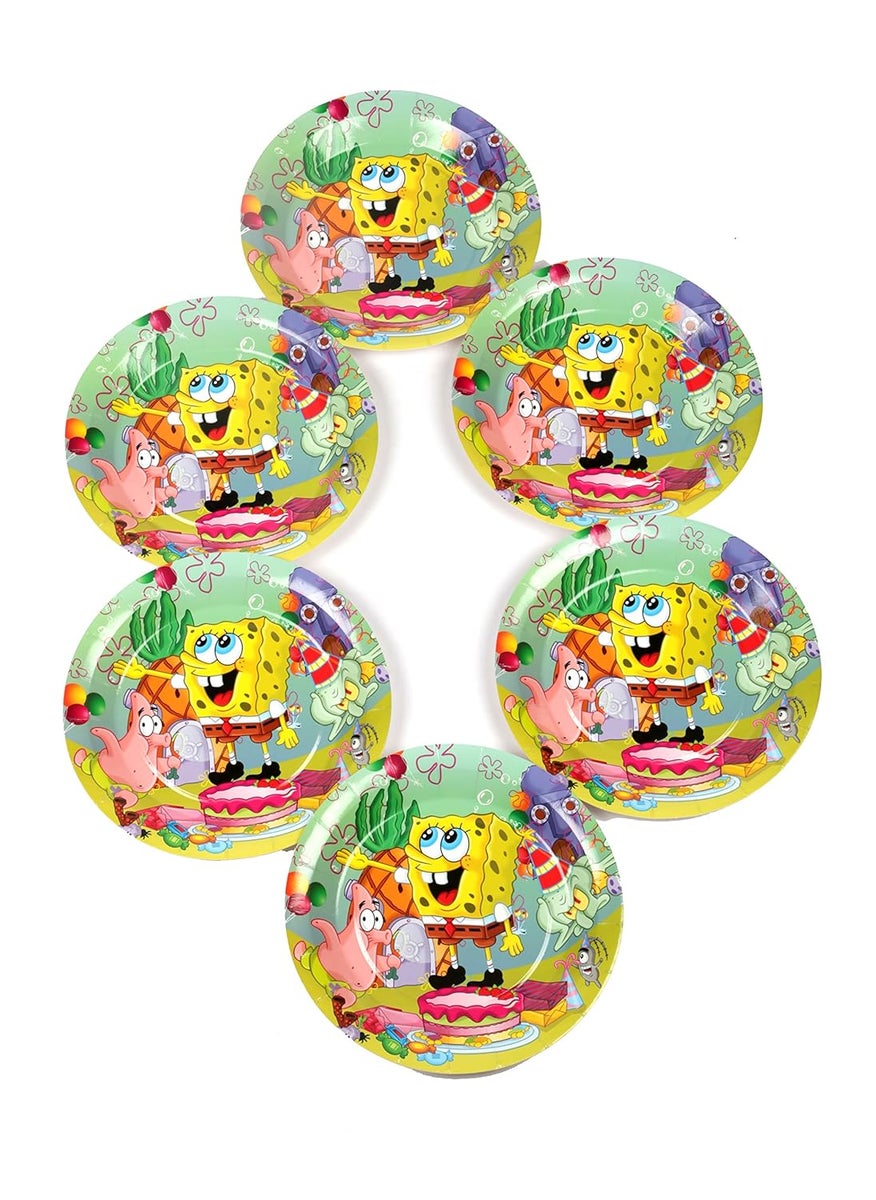 Funcart Funcart Spongy Bob 9 Inches Disposable Plate 6 PcsPack 