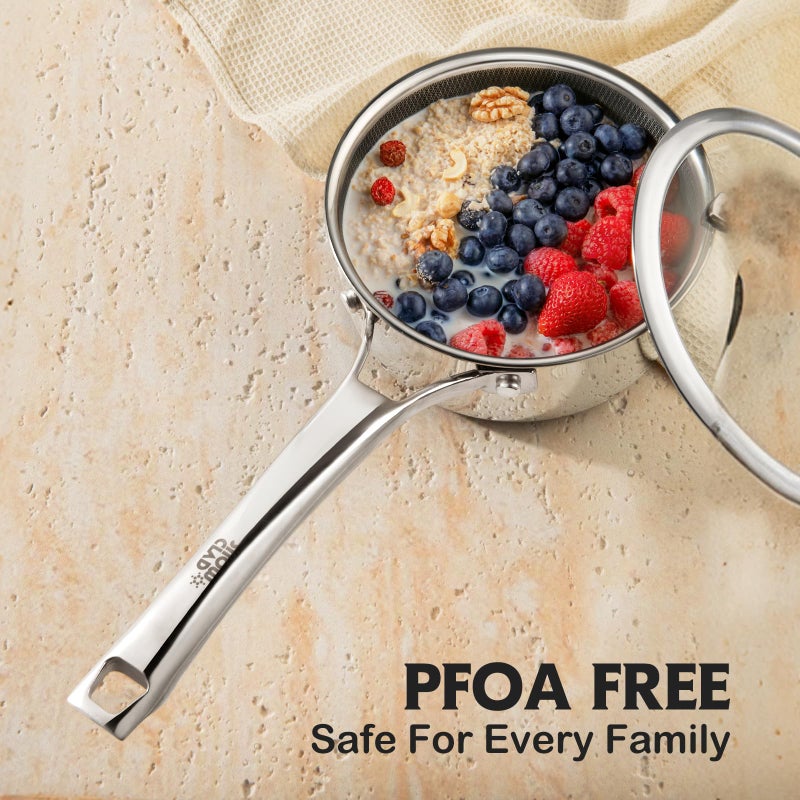 SNOWCLAD Sauce pan with lid,1.5 Quart & 2.5 Quart & 3.5 Quart Hybrid Nonstick Sauce pans set, Stainless Steel cookware,non stick Pots PFOA Free,Works on Induction,Ceramic and Gas Cooktops - Image 3