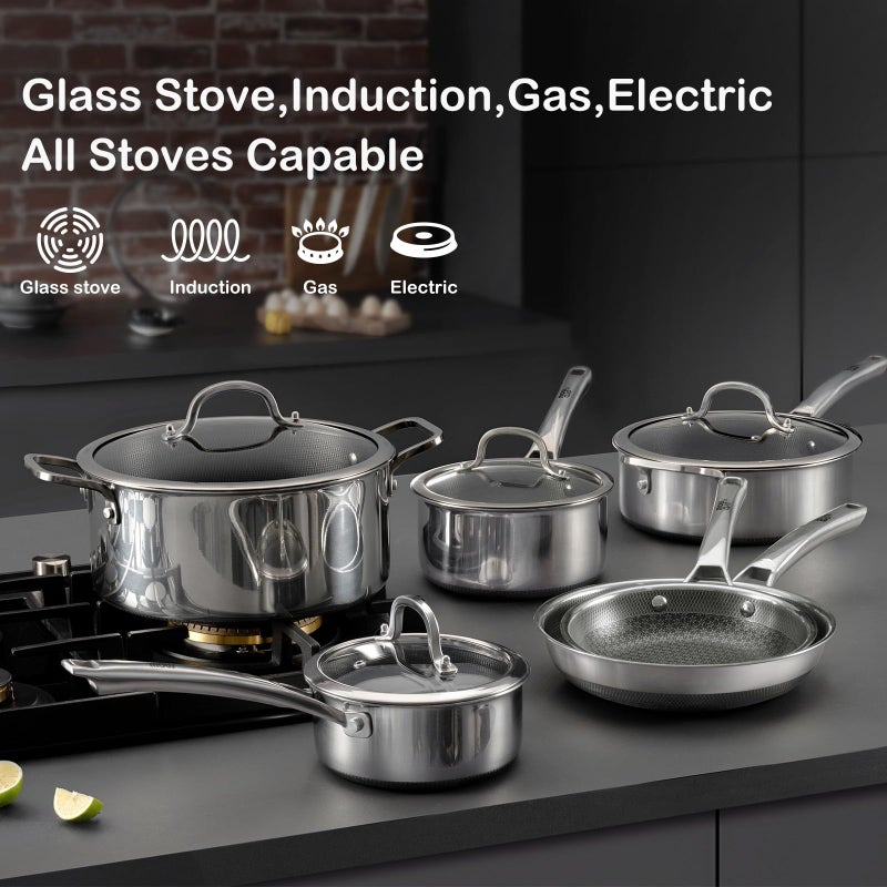 SNOWCLAD Sauce pan with lid,1.5 Quart & 2.5 Quart & 3.5 Quart Hybrid Nonstick Sauce pans set, Stainless Steel cookware,non stick Pots PFOA Free,Works on Induction,Ceramic and Gas Cooktops - Image 5