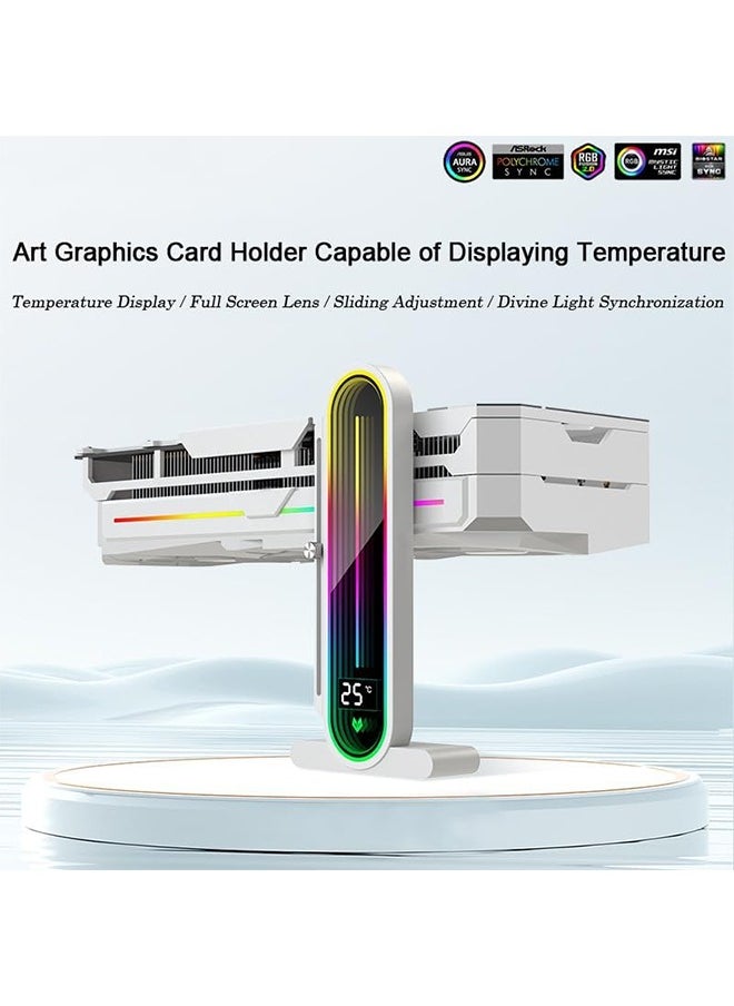 Generic - Temperature Displaying GPU Stand ARGB Infinity Graphics Card Support Adjustable 5V 3PIN Video Card Holder Anti-sag Bracket Magnetic Base Display Card Brace Rack PC Graphic Card Accessories (Black) - Image 1