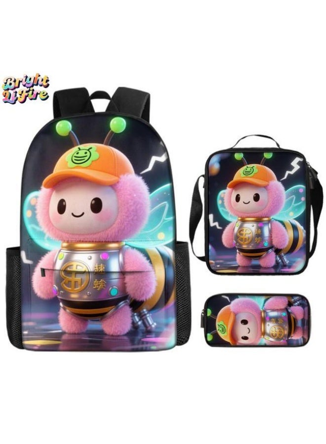 Bright Li Fire Fashion is unlimited! Cartoon bag three-piece set, suitable for a variety of scenes for students and teenagers (available for students, children, friends on outings, mountain climbing, schooling, etc.) - 24 - Image 1