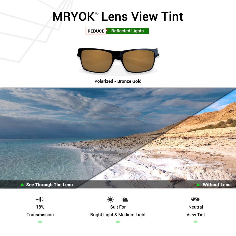 Mryok عدسات استبدال مريوك المستقطبة لنظارات أوكلي بيت بول OO9127 - برونز ذهبي - Image 4
