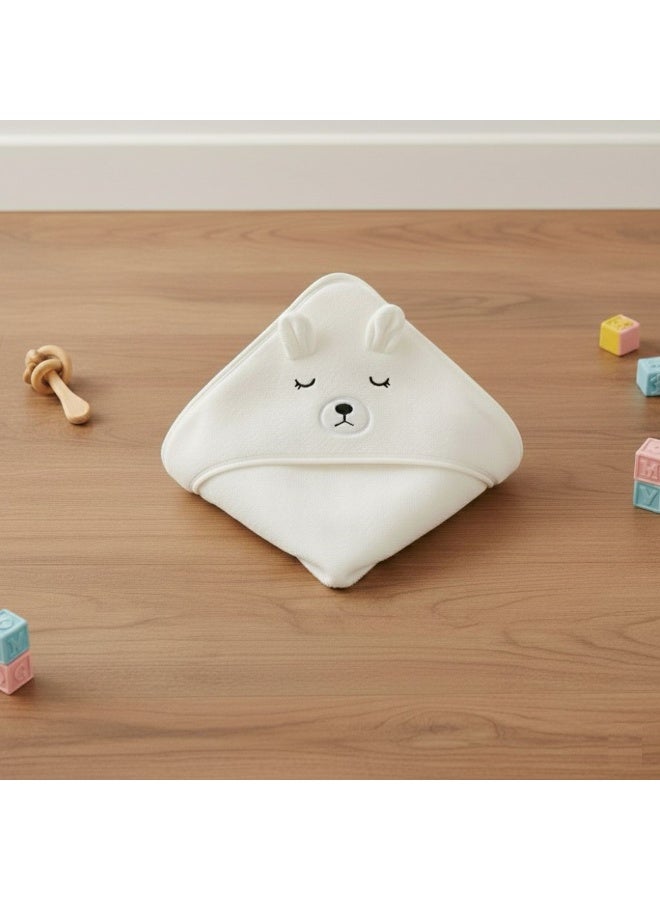 مناشف أطفال فاخرة وفائقة الامتصاص وناعمة للغاية | منشفة استحمام ناعمة ومحبوبة لحديثي الولادة والأطفال الصغار حتى عمر سنتين | لون أبيض - Image 2