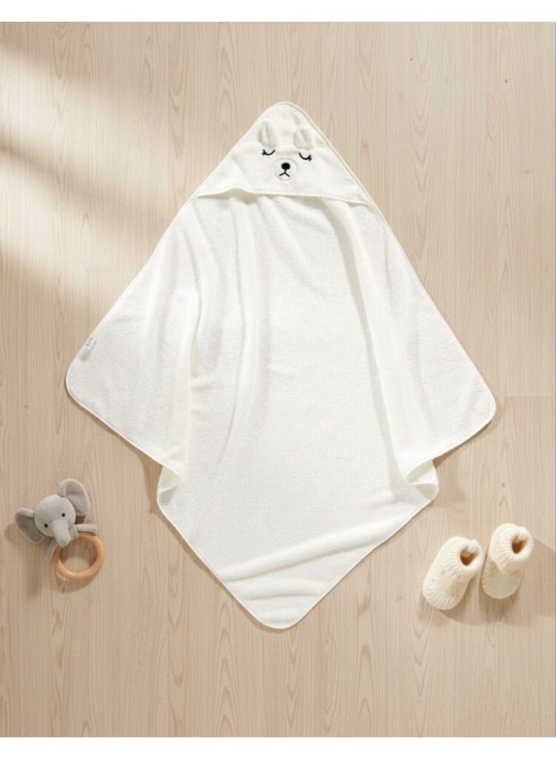 مناشف أطفال فاخرة وفائقة الامتصاص وناعمة للغاية | منشفة استحمام ناعمة ومحبوبة لحديثي الولادة والأطفال الصغار حتى عمر سنتين | لون أبيض - Image 3