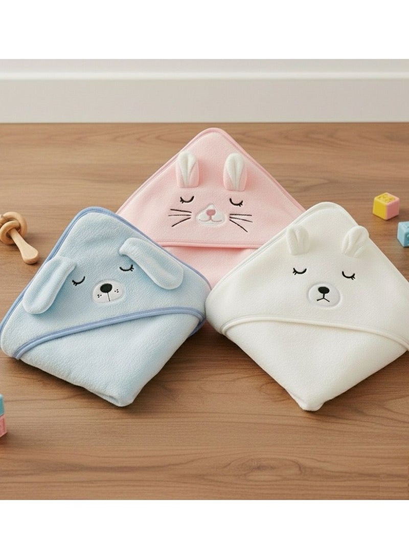 مناشف أطفال فاخرة وفائقة الامتصاص وناعمة للغاية | منشفة استحمام ناعمة ومحبوبة لحديثي الولادة والأطفال الصغار حتى عمر سنتين | لون أبيض - Image 1