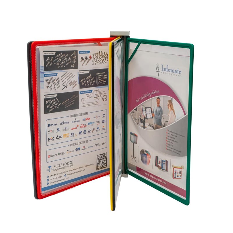 Infomate Wall Unit A4 – Wall Hanging Document Organizer with Quick-Insertion Transparent Pockets, Multicolored Folders (A4 with 5 Folders) - Image 1