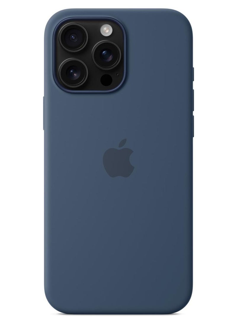 ه البركة جراب سيليكون لجهاز iPhone 16 Pro Max متوافق مع MagSafe | مقاوم للصدمات، ملمس ناعم، حماية متينة | ألوان أنيقة | جراب iPhone متوافق مع MagSafe | دنيم - Image 1