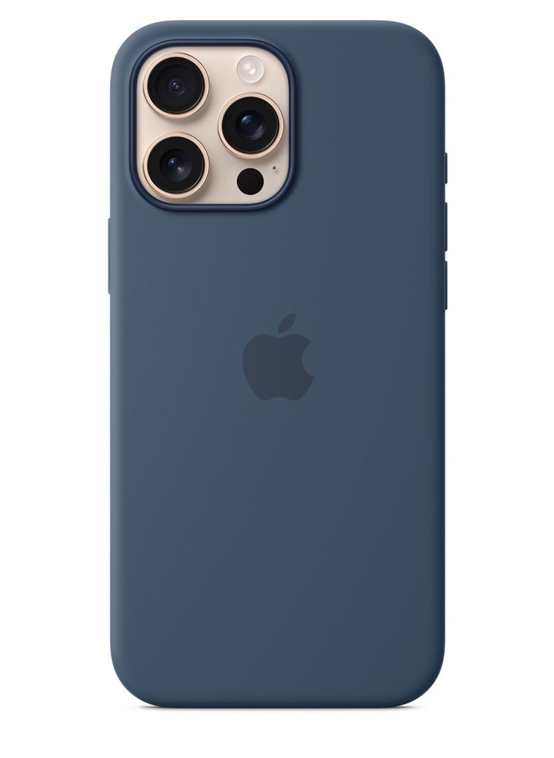 eBarakah - iPhone 16 Pro Max Silicone Case Compatible with MagSafe | Premium Shockproof, Soft Touch, Durable Protection | Stylish Colors | MagSafe Compatible iPhone Case | Denim - Image 1