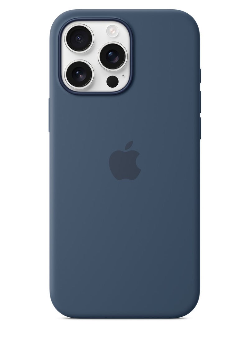 eBarakah - iPhone 16 Pro Max Silicone Case Compatible with MagSafe | Premium Shockproof, Soft Touch, Durable Protection | Stylish Colors | MagSafe Compatible iPhone Case | Denim - Image 1