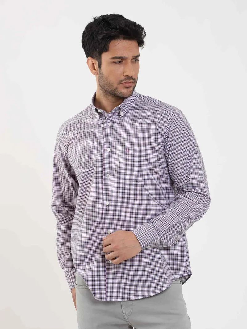 Dufy Brown Men's Regular Fit Pitikare Patterned Button Collar Long Sleeve Shirt - 102129