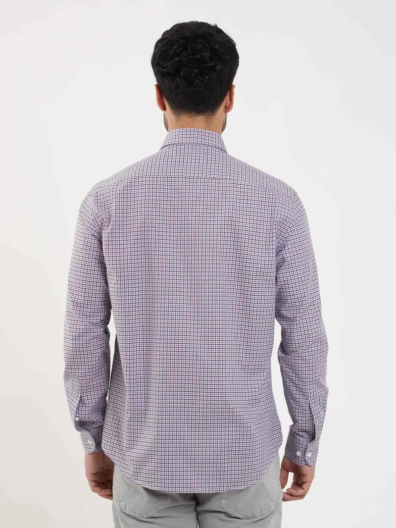 Dufy Brown Men's Regular Fit Pitikare Patterned Button Collar Long Sleeve Shirt - 102129