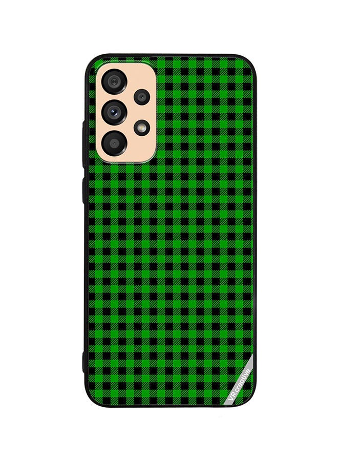 VR CREATIVE Protective Case Cover For Samsung Galaxy A73 5G Green And Black Buffalo Plaid Texture Checkered Seamless Pattern Design Multicolour - Image 1