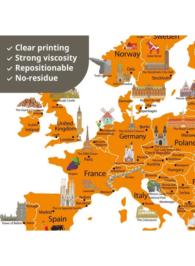 Decowall Dl3-1902N Xlarge Colorful Landmark World Map Wall Stickers (62X42 Inch) Wall Decals Peel And Stick Removable Wall Stickers For Kids Nursery Bedroom Living Room Décor - Image 3