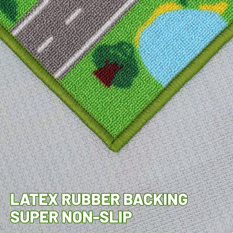 AKASISRUG Kids Carpet Playmat Rug 78.7"x59", Car Rug for Kids Cars, Non-Slip Town City Road Map Kids Rug for Playroom Bedroom Boys, Kids Cars Road Rugs, Track Carpets (78.7X59Inch,Green) - Image 5