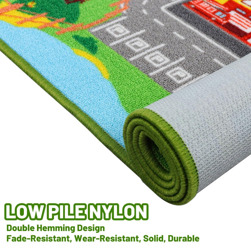 AKASISRUG Kids Carpet Playmat Rug 78.7"x59", Car Rug for Kids Cars, Non-Slip Town City Road Map Kids Rug for Playroom Bedroom Boys, Kids Cars Road Rugs, Track Carpets (78.7X59Inch,Green) - Image 4