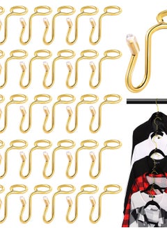Excefore 25 Pieces Clothes Hanger Connector Hooks, Metal Hanger Extender Hooks Hanger Hooks for Velvet Hangers Plastic Wooden Closet Space Saving, Gold, 25 Pieces  - Image 1