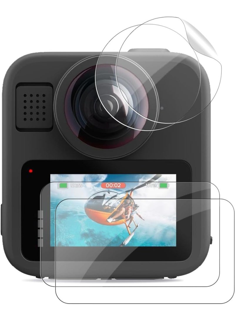 (2-حزمة) حامي الشاشة لـ GoPro MAX 2 ، 9H الصلبة الزجاج المقوى ، Ultra HD مضاد للخدش ومكافحة بصمة الأصابع LCD وفيلم واقي للعدسة ، واضح حامي الشاشة لـ GoPro MAX 2 الملحقات - Image 1