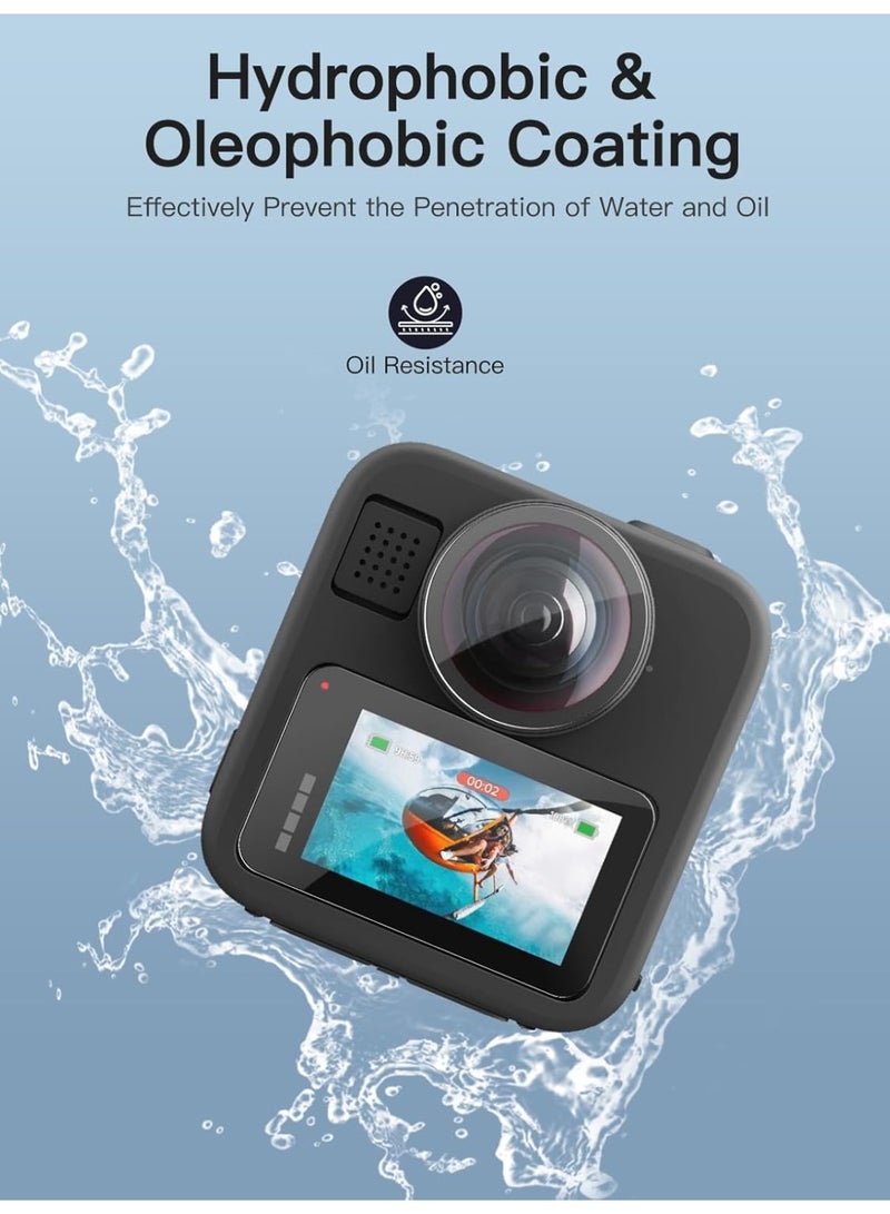 (2-حزمة) حامي الشاشة لـ GoPro MAX 2 ، 9H الصلبة الزجاج المقوى ، Ultra HD مضاد للخدش ومكافحة بصمة الأصابع LCD وفيلم واقي للعدسة ، واضح حامي الشاشة لـ GoPro MAX 2 الملحقات - Image 4