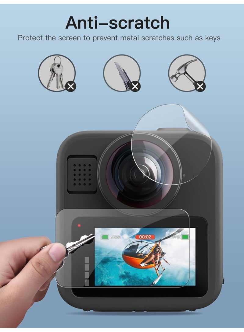 (2-حزمة) حامي الشاشة لـ GoPro MAX 2 ، 9H الصلبة الزجاج المقوى ، Ultra HD مضاد للخدش ومكافحة بصمة الأصابع LCD وفيلم واقي للعدسة ، واضح حامي الشاشة لـ GoPro MAX 2 الملحقات - Image 3