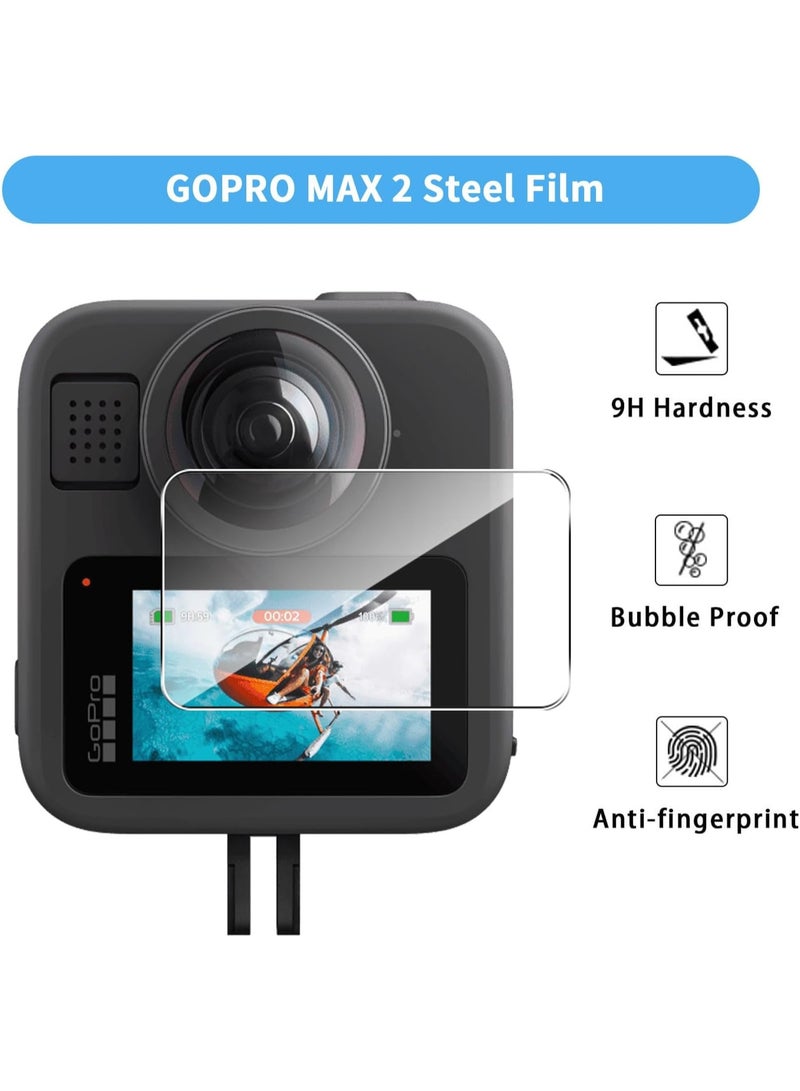 (2-حزمة) حامي الشاشة لـ GoPro MAX 2 ، 9H الصلبة الزجاج المقوى ، Ultra HD مضاد للخدش ومكافحة بصمة الأصابع LCD وفيلم واقي للعدسة ، واضح حامي الشاشة لـ GoPro MAX 2 الملحقات - Image 5